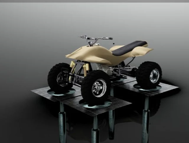 A multibody model of an ATV chassis and suspension assembly mounted on a four-post durability shaker rig