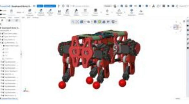 CrownCAD assembly design screenshot showing a multi-part mechanical assembly with feature tree