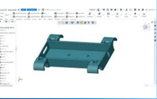 CrownCAD part design screenshot showing a parametric solid model of a mechanical bracket