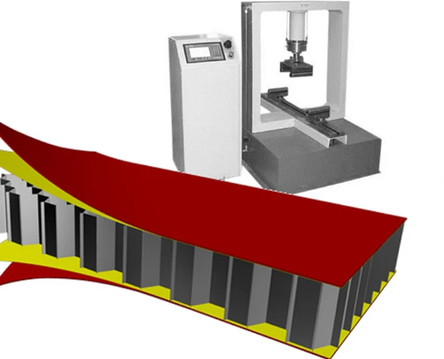 Composite honeycomb sandwich panel with a physical bend-test rig