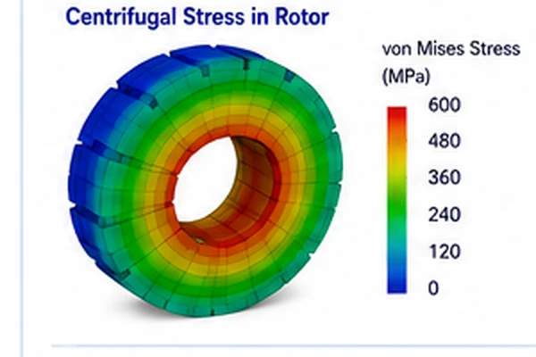 Centrifugal stress contour on a laminated rotor ring