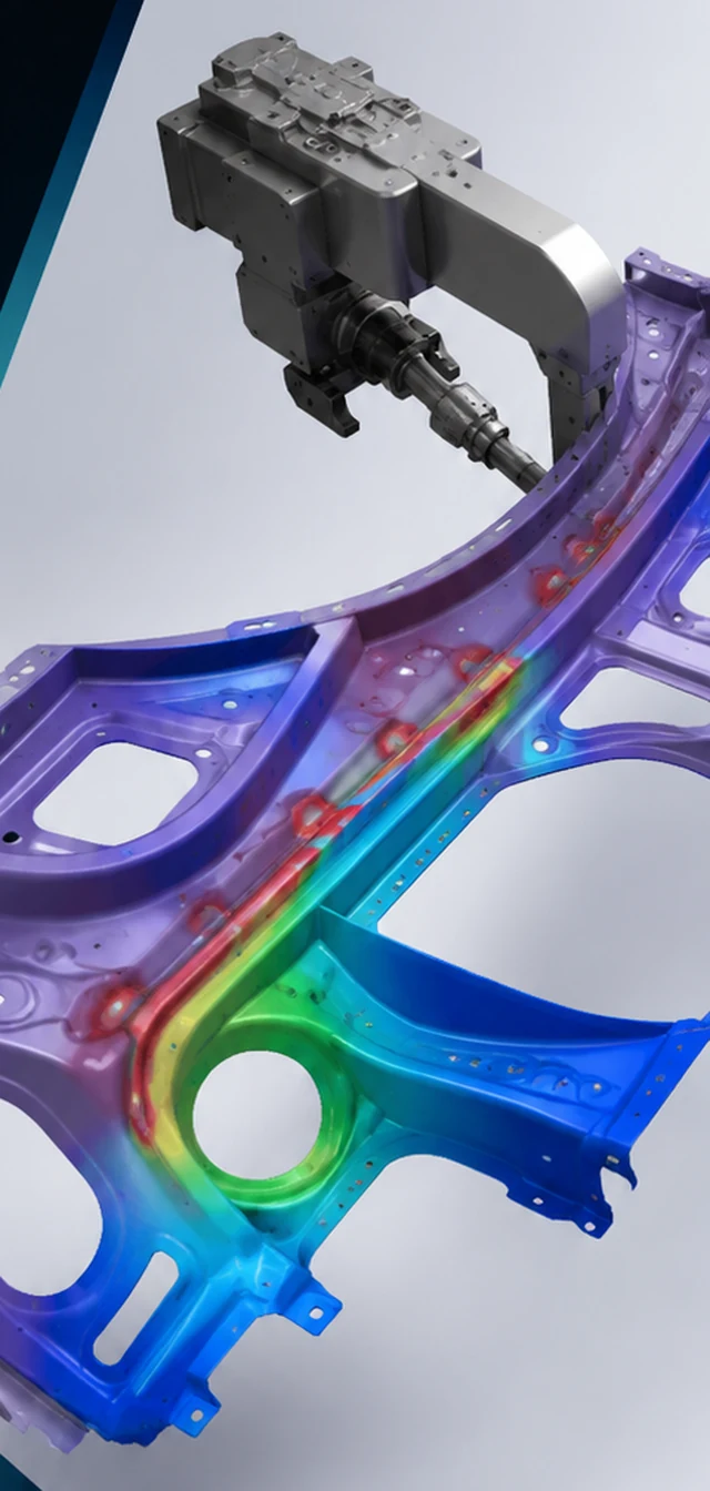 Distortion and residual-stress contour on a welded automotive subframe assembly with a robotic welding arm